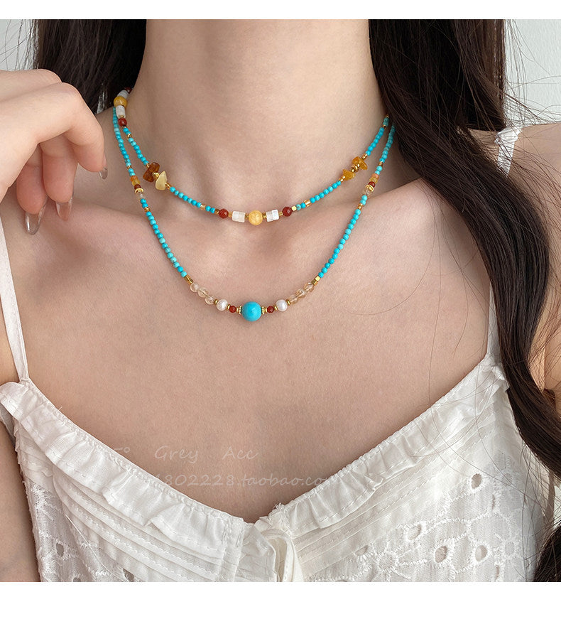 Turquoise Bead Choker Necklace for Women