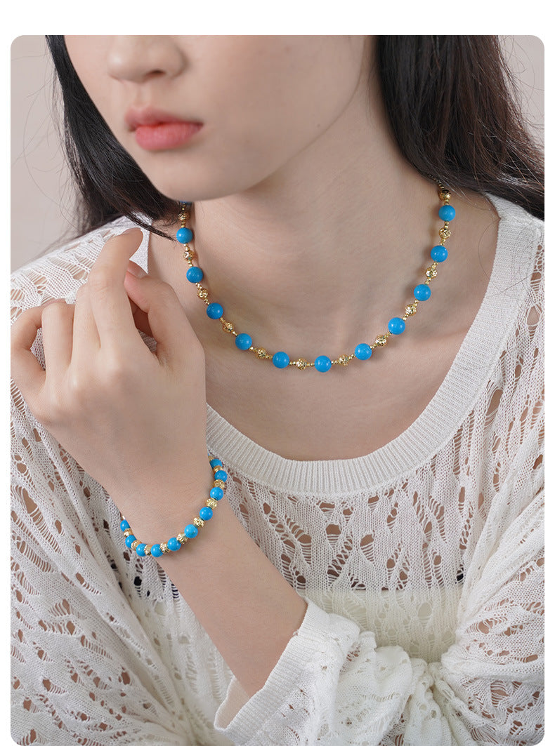 Turquoise Beaded Choker & Necklace Set