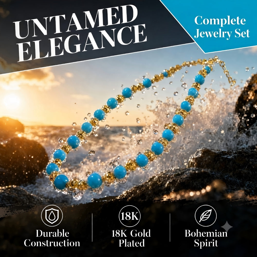 Turquoise Beaded Choker & Necklace