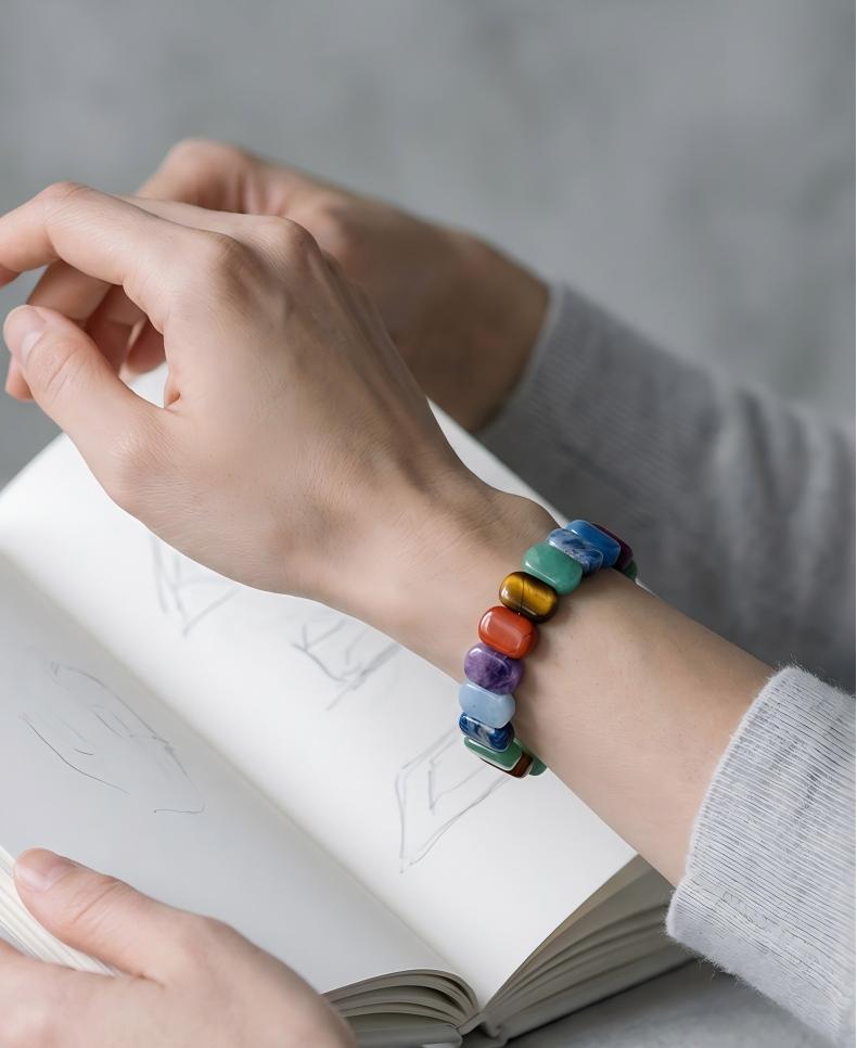 Natural Rainbow Gemstone Slab Bracelet
