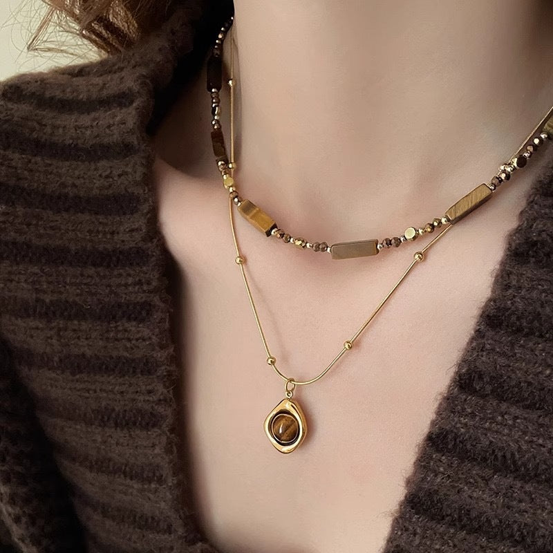 Natural Tiger's Eye Layered Necklace