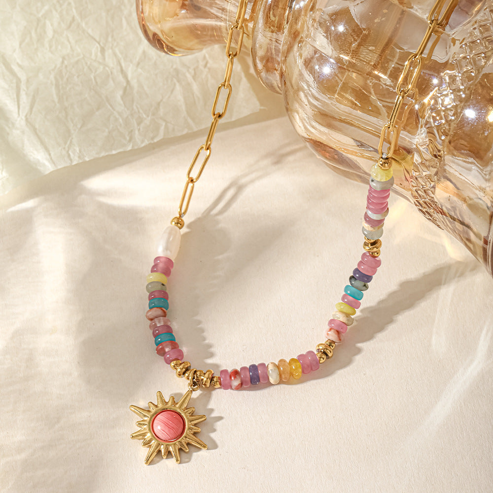 Colorful Natural Stone Beaded Necklace