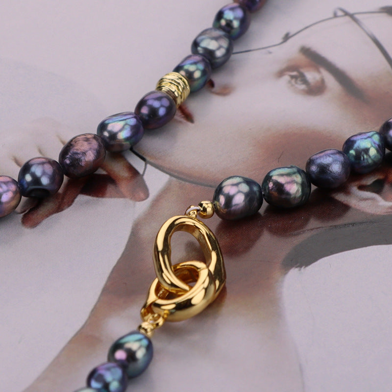 Peacock Iridescent Luster Freshwater Baroque Cultured Pearl Necklace