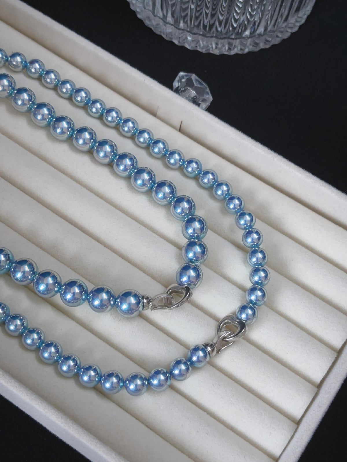 S925 Sterling Silver Blue Rose Mother of Pearl Shell Pearl Necklace for Women