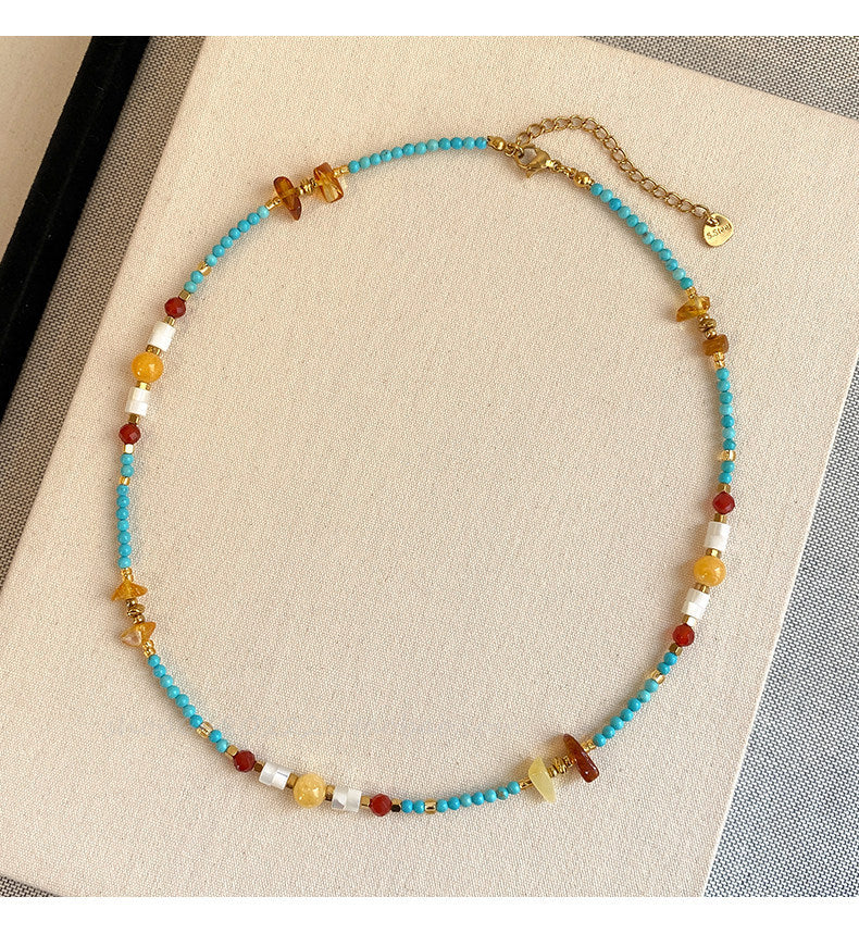 Turquoise Bead Double layer Choker Necklace for Women
