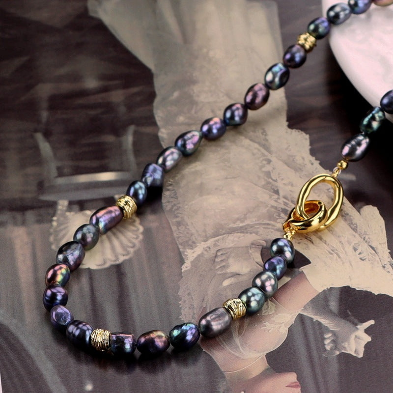 Peacock Iridescent Luster Freshwater Baroque Cultured Pearl Necklace