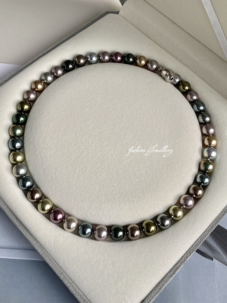 Aurora Tahitian Morandi Artificial Crystal Pearl Necklace
