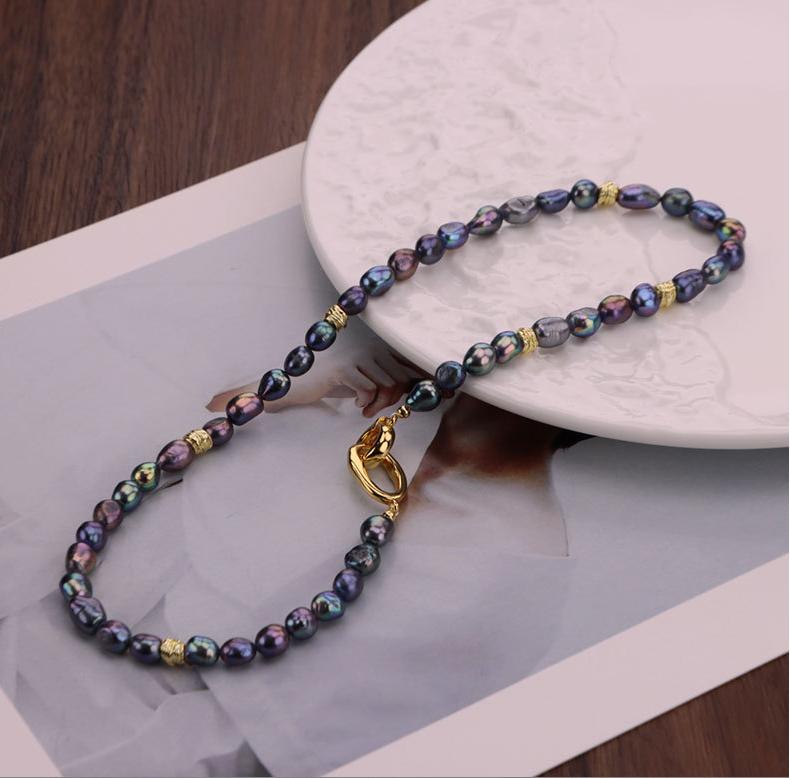Peacock Iridescent Luster Freshwater Baroque Cultured Pearl Necklace