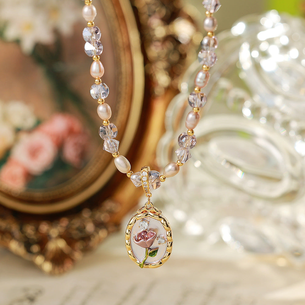 Aurora Lavender Pearl & Crystal Charm Necklace