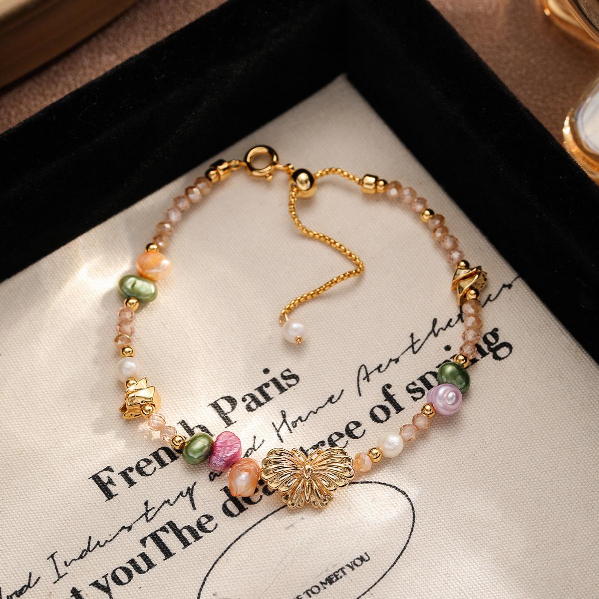 Handcrafted Natural Freshwater Pearl Beaded Charm Bracelet for Women