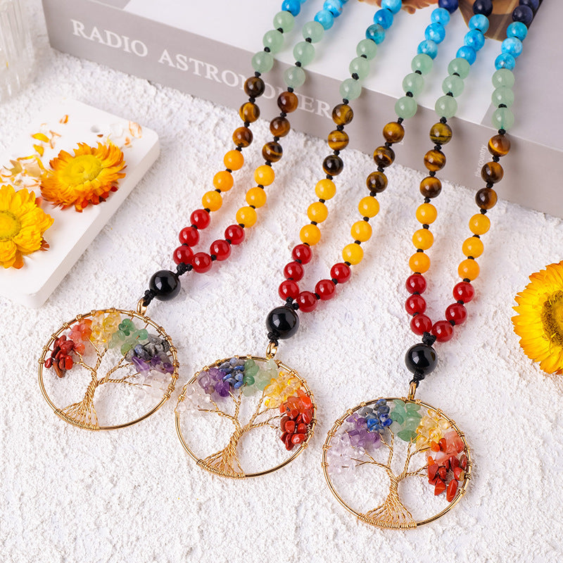 7 colors Natural Tree of Life Pendant Necklace