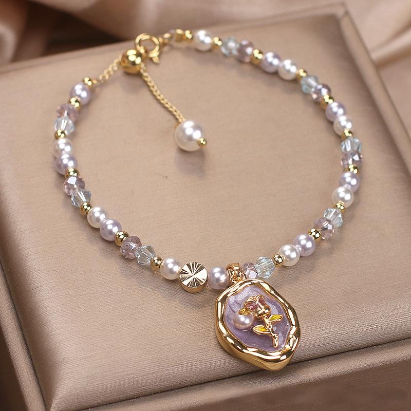 Pearl Crystal Charm Bracelet