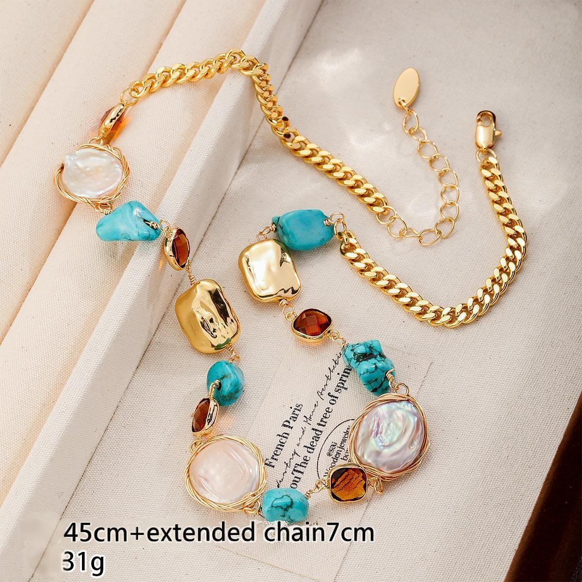 Pearl Turquoise Statement Necklace 