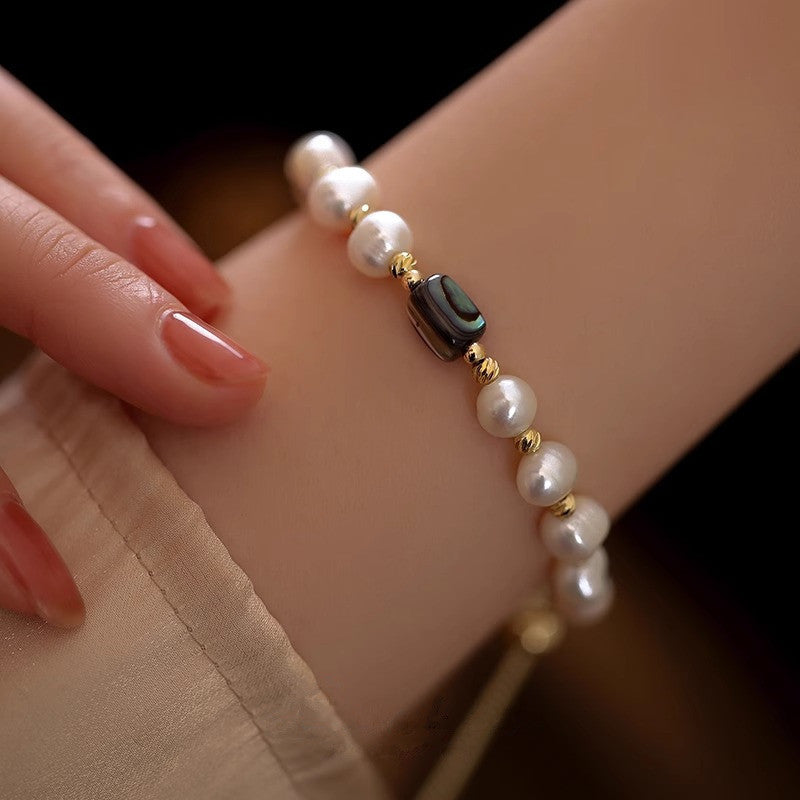 Handmade Cultured Freshwater Pearl Abalone Shellfish Bracelet