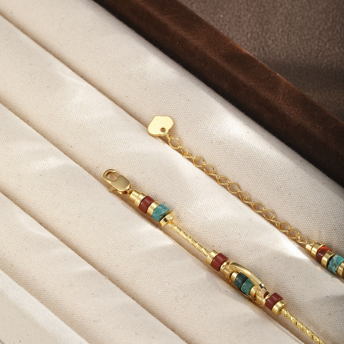 Tiger Eye  Beaded Charm Bracelet