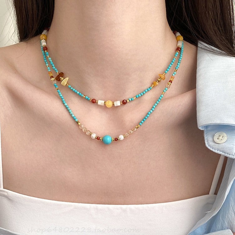 Turquoise Bead Choker Necklace for Women