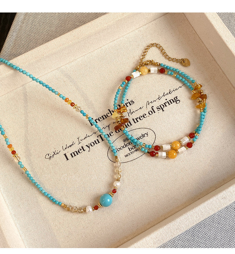 Turquoise Bead Choker Necklace for Women