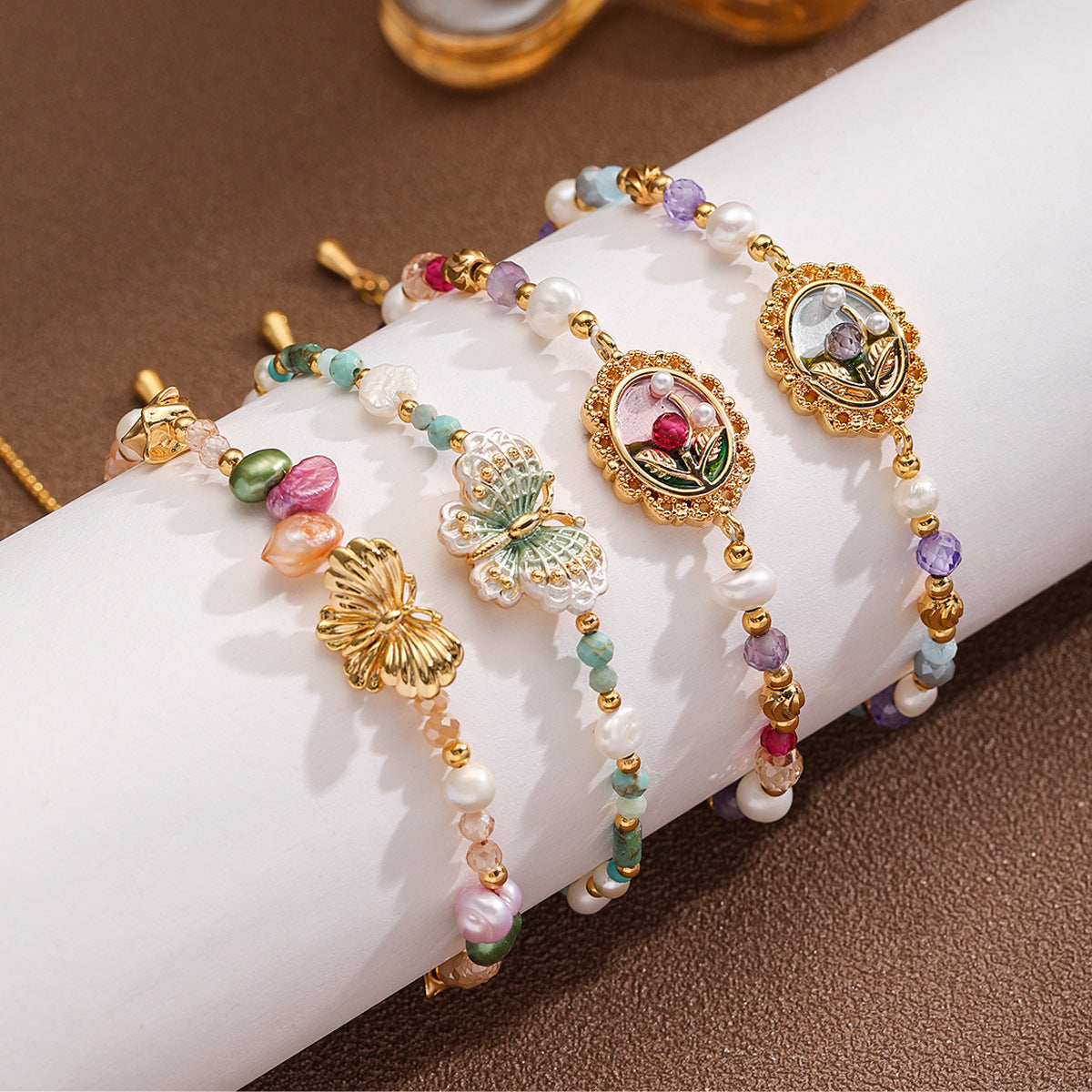 Handcrafted Freshwater Pearl Beaded Charm Bracelet for Women