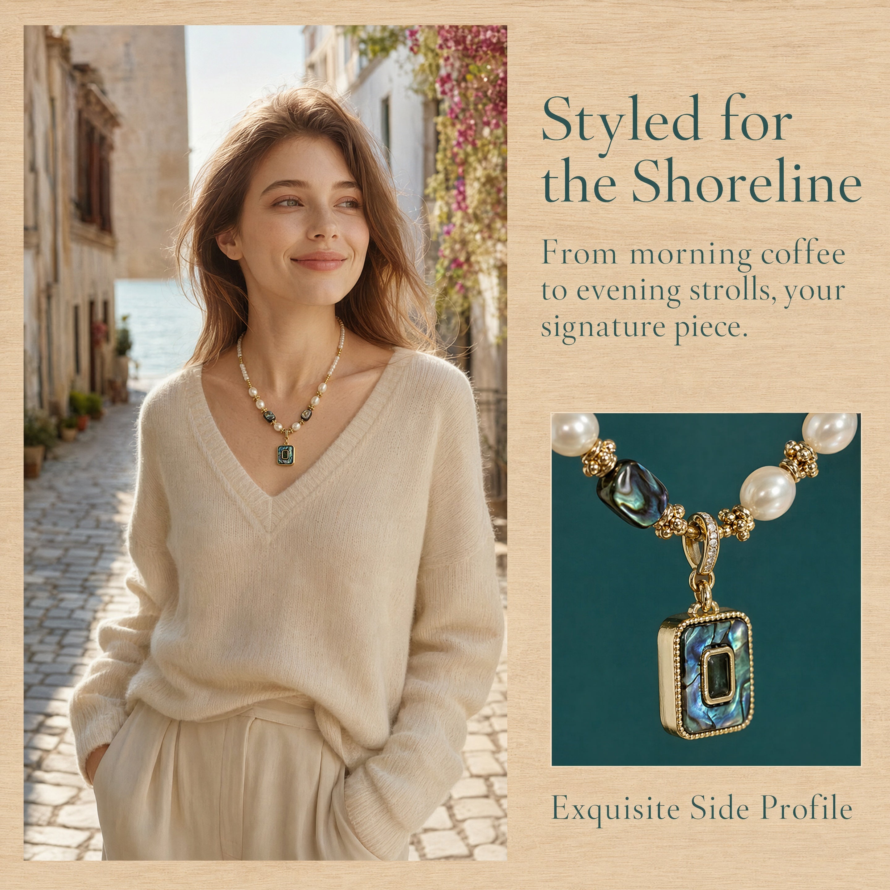 Handmade Cultured Freshwater Pearl Abalone Shellfish Necklace