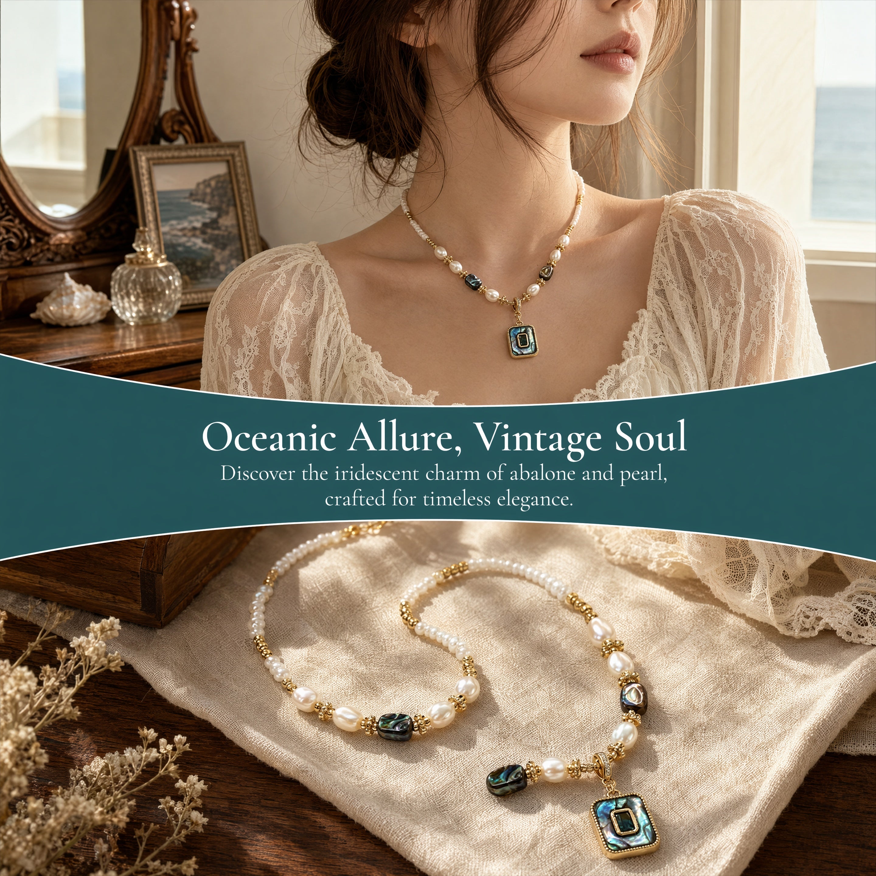 Handmade Cultured Freshwater Pearl Abalone Shellfish Necklace