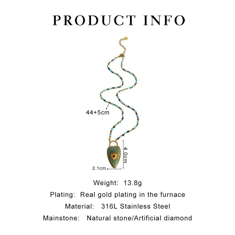 Natural Amazonite Evil Eye Pendant Necklace