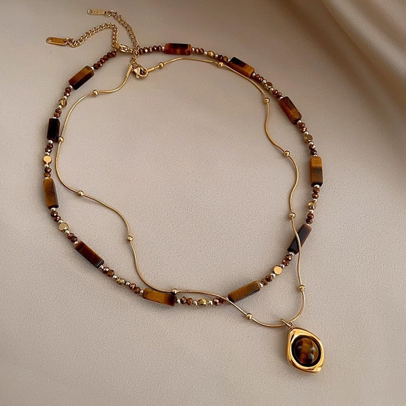 Natural Tiger's Eye Layered Necklace