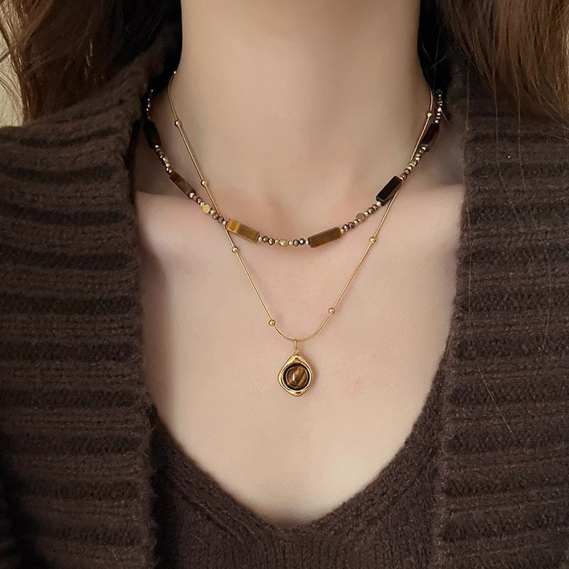 Natural Tiger's Eye Layered Necklace