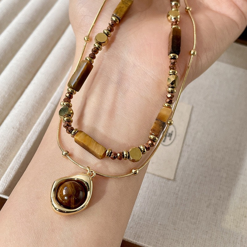 Natural Tiger's Eye Layered Necklace