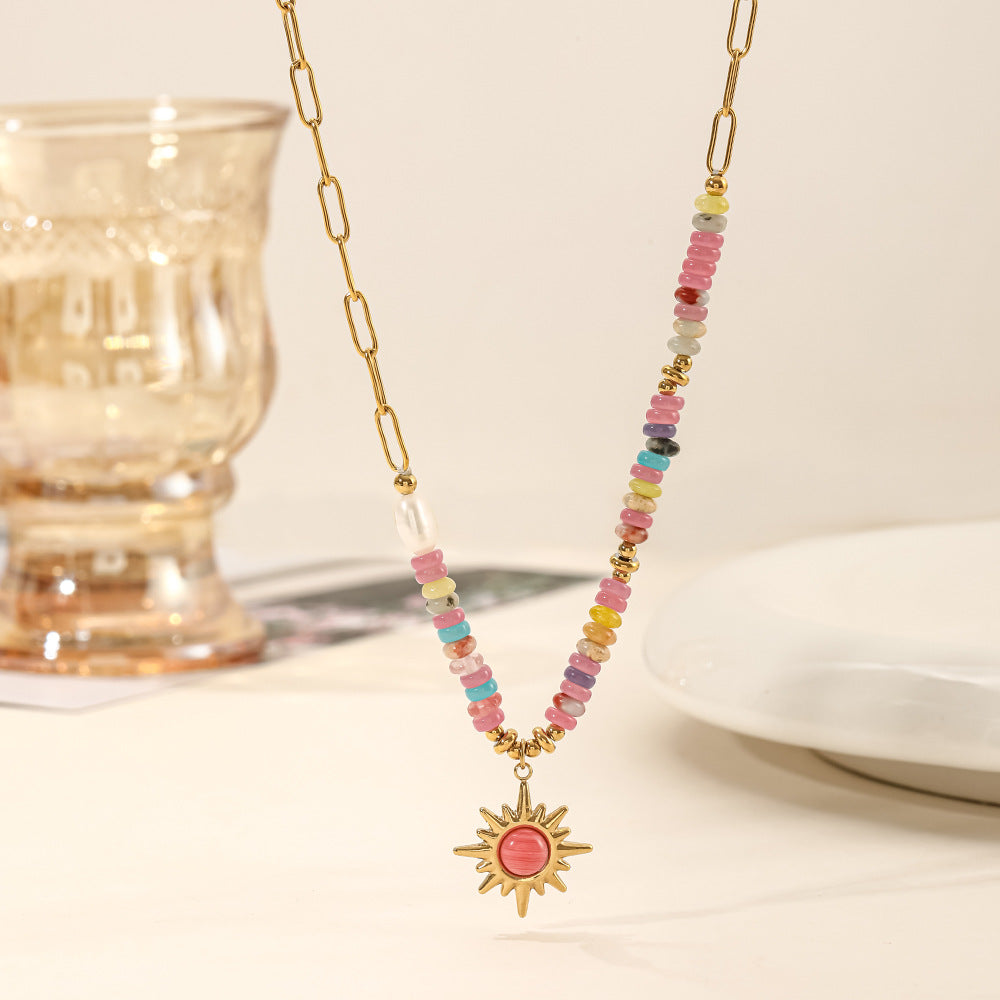 Colorful Natural Stone Beaded Necklace