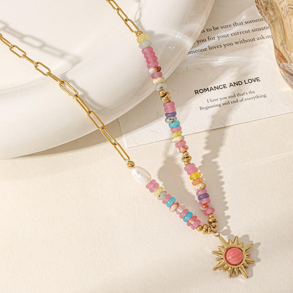 Colorful Natural Stone Beaded Necklace