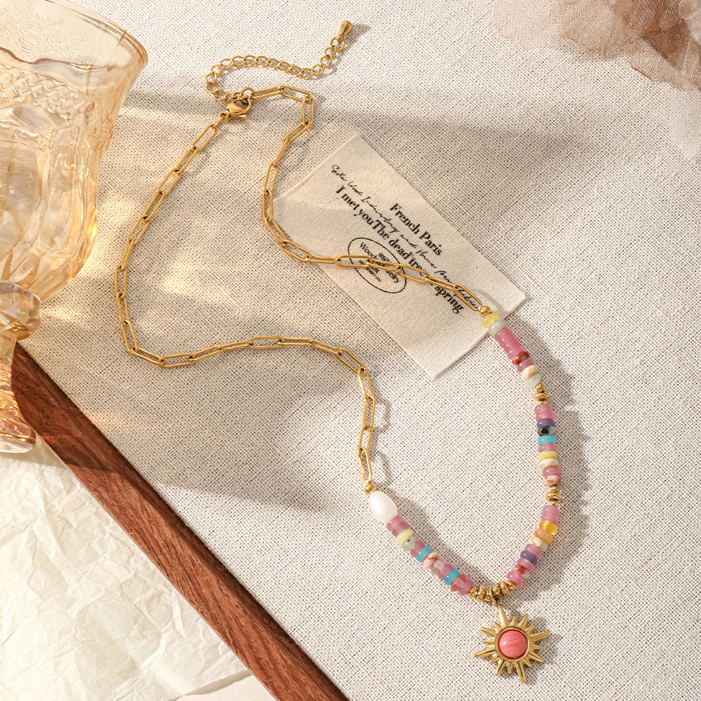 Colorful Natural Stone Beaded Necklace