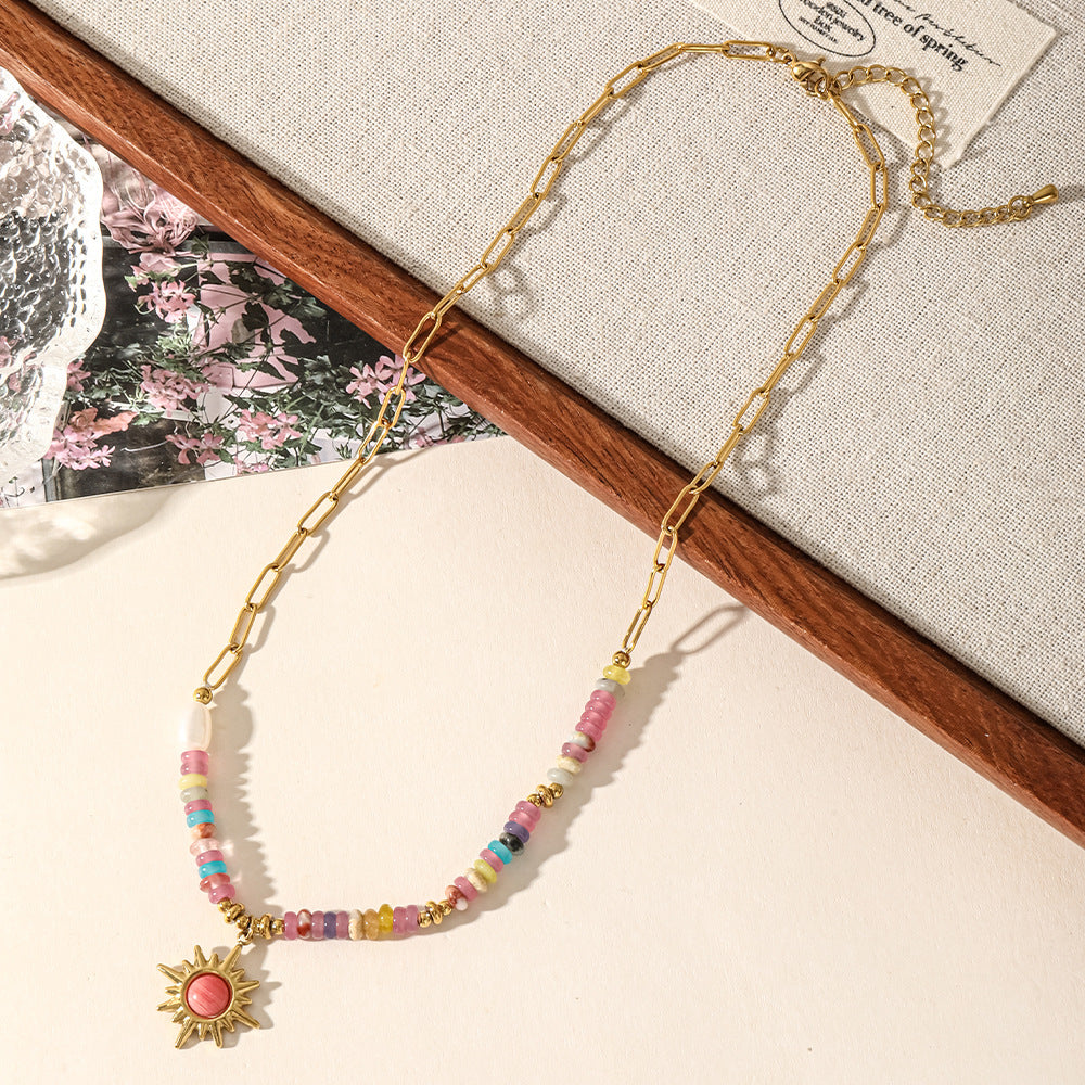 Colorful Natural Stone Beaded Necklace