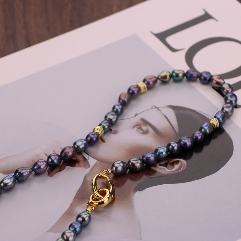 Peacock Iridescent Luster Freshwater Baroque Cultured Pearl Necklace