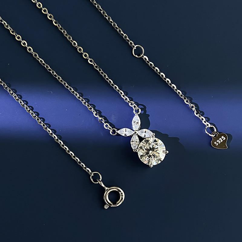 Moissanite Butterfly Pendant Necklace 