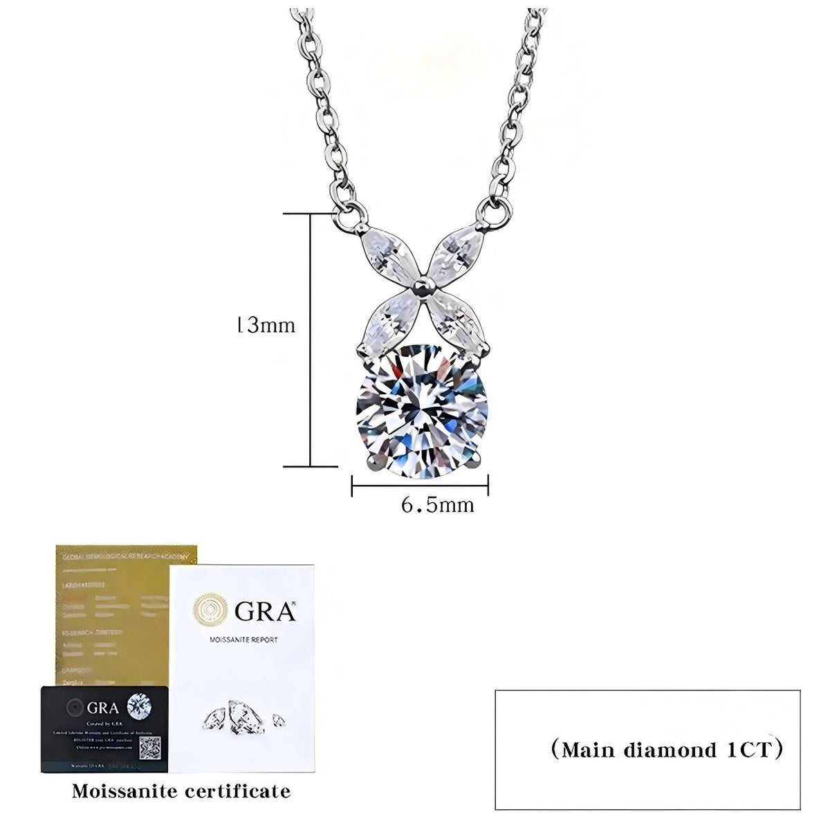 Moissanite Butterfly Pendant Necklace 