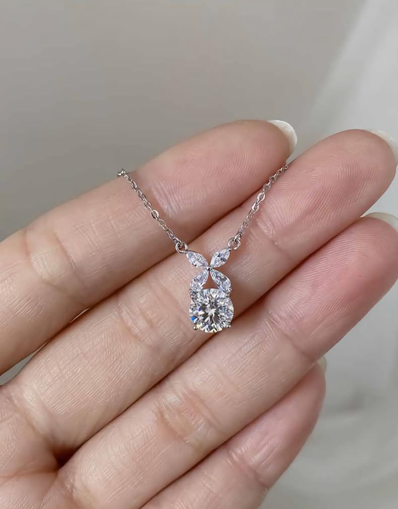 Moissanite Butterfly Pendant Necklace 