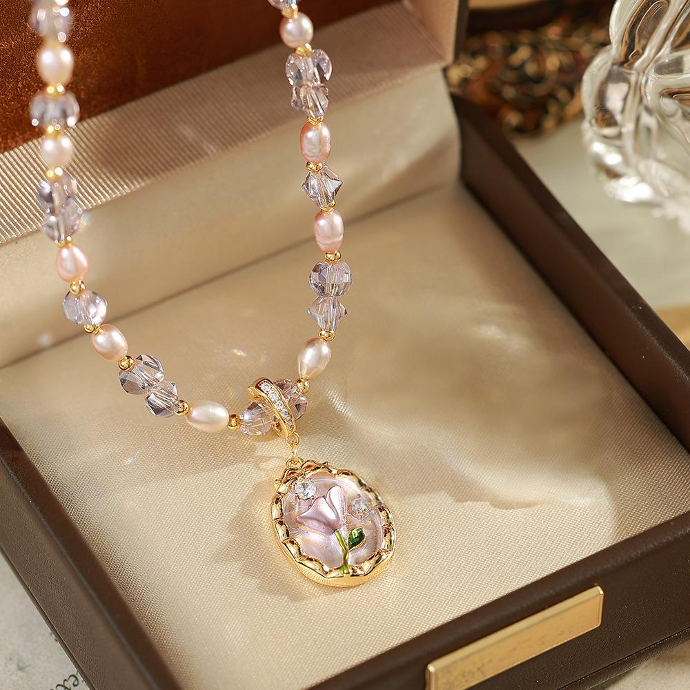 Aurora Lavender Pearl & Crystal Charm Necklace