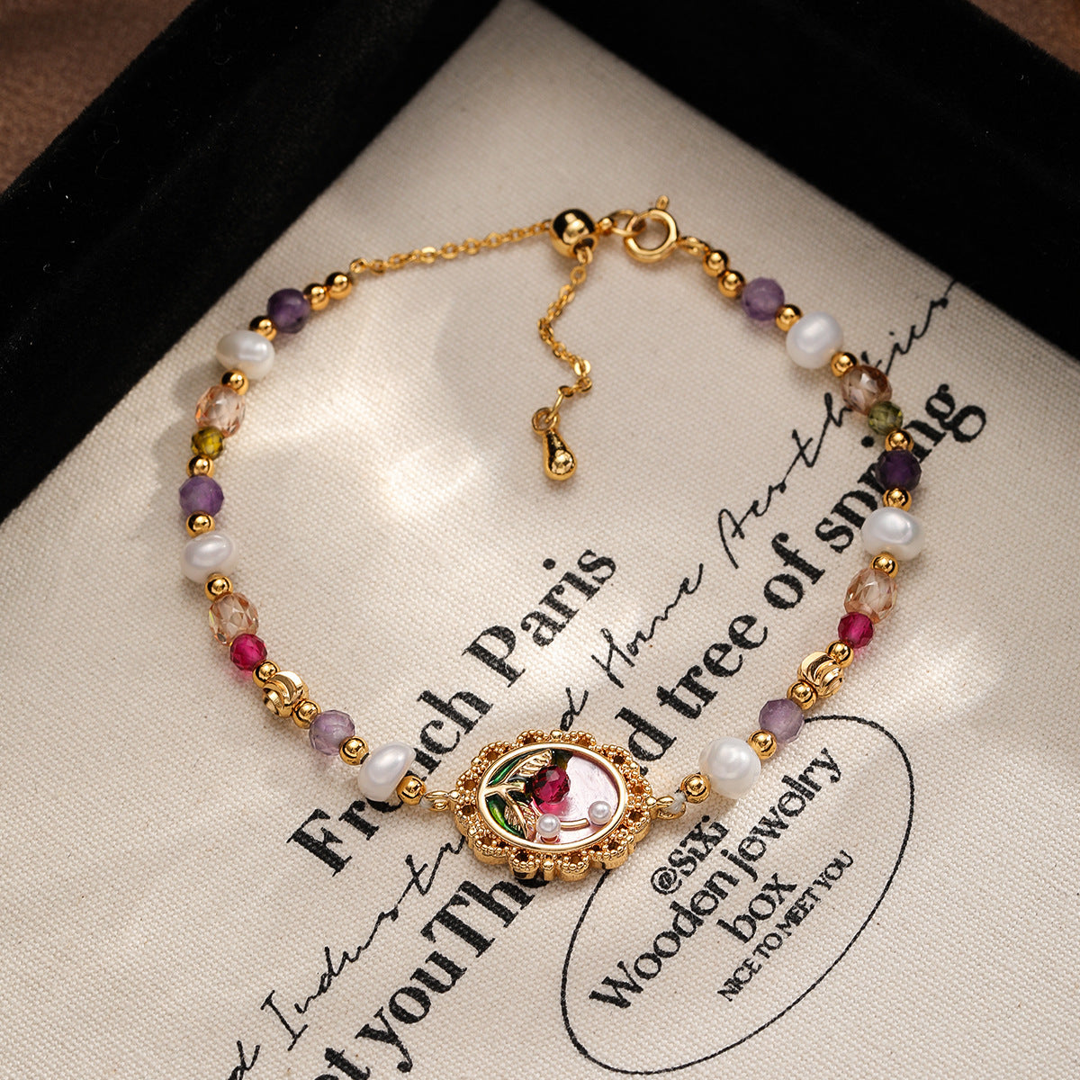 Handcrafted Freshwater Pearl Beaded Charm Bracelet for Women