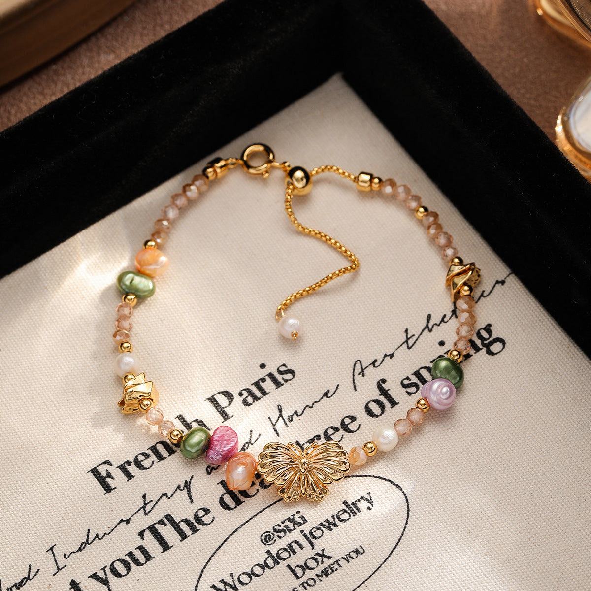 Handcrafted Freshwater Pearl Beaded Charm Bracelet for Women