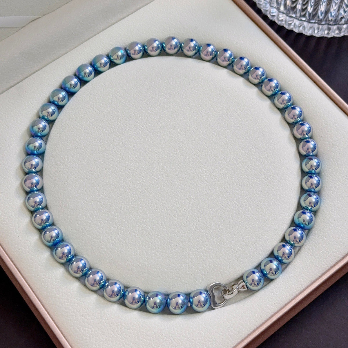 S925 Sterling Silver Blue Rose Mother of Pearl Shell Pearl Necklace for Women
